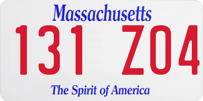 MA license plate 131ZO4