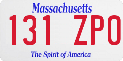 MA license plate 131ZP0