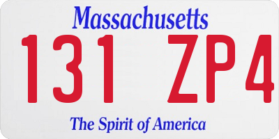 MA license plate 131ZP4