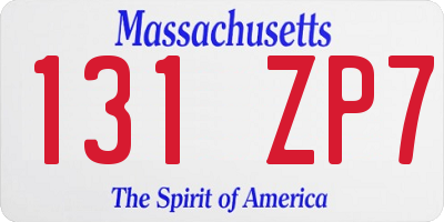 MA license plate 131ZP7