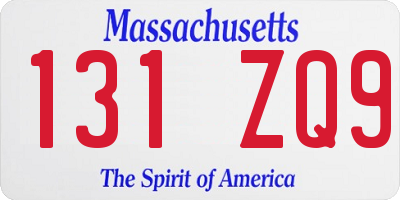 MA license plate 131ZQ9