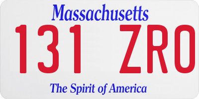 MA license plate 131ZR0