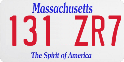 MA license plate 131ZR7