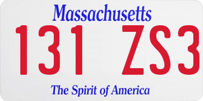 MA license plate 131ZS3