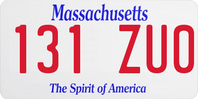 MA license plate 131ZU0