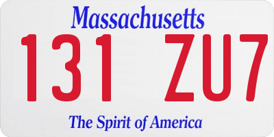 MA license plate 131ZU7