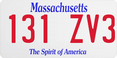 MA license plate 131ZV3