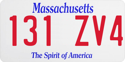 MA license plate 131ZV4