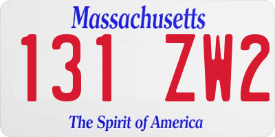 MA license plate 131ZW2