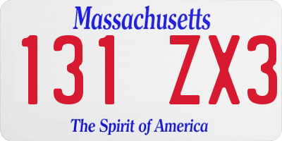 MA license plate 131ZX3