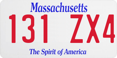 MA license plate 131ZX4