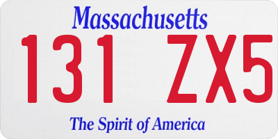 MA license plate 131ZX5