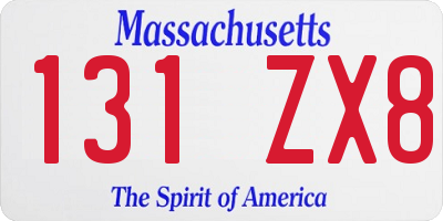 MA license plate 131ZX8