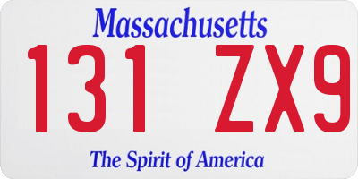 MA license plate 131ZX9