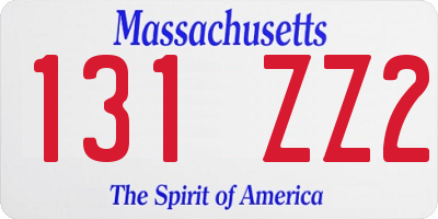 MA license plate 131ZZ2