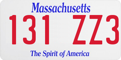 MA license plate 131ZZ3