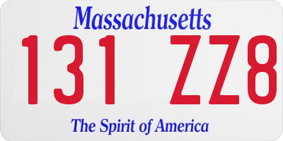 MA license plate 131ZZ8
