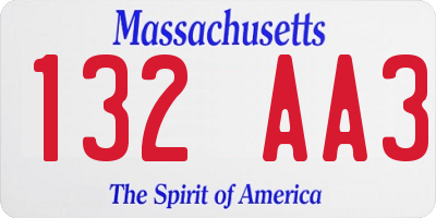 MA license plate 132AA3
