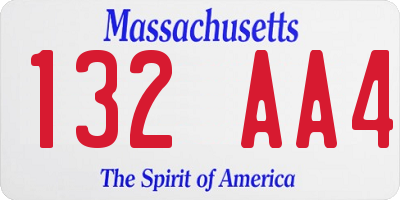 MA license plate 132AA4