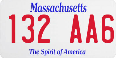 MA license plate 132AA6