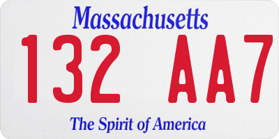 MA license plate 132AA7