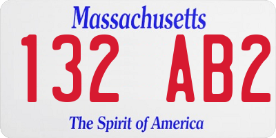 MA license plate 132AB2