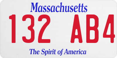 MA license plate 132AB4