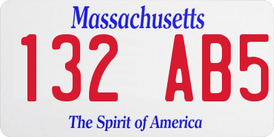 MA license plate 132AB5