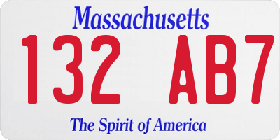 MA license plate 132AB7
