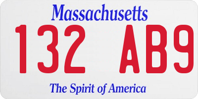 MA license plate 132AB9