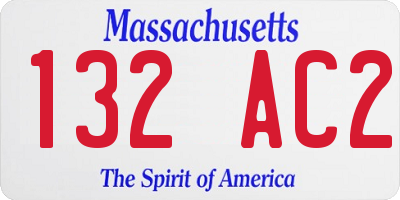 MA license plate 132AC2