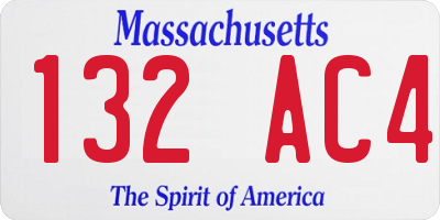 MA license plate 132AC4