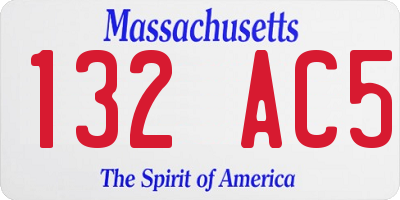 MA license plate 132AC5