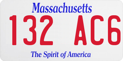 MA license plate 132AC6
