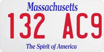MA license plate 132AC9