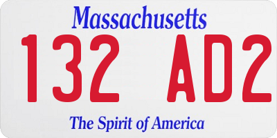 MA license plate 132AD2