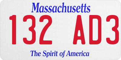 MA license plate 132AD3