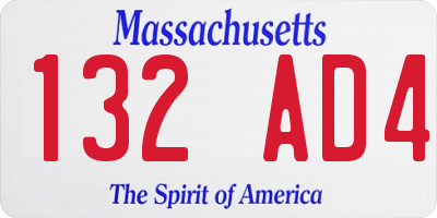 MA license plate 132AD4