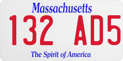 MA license plate 132AD5