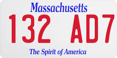 MA license plate 132AD7