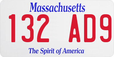 MA license plate 132AD9