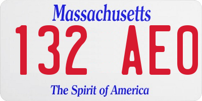 MA license plate 132AE0