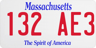 MA license plate 132AE3