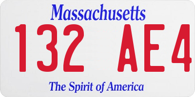 MA license plate 132AE4
