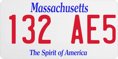 MA license plate 132AE5
