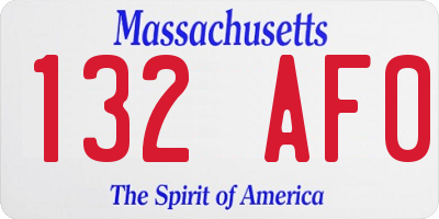 MA license plate 132AF0