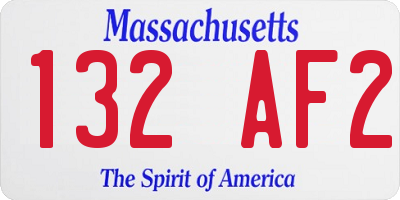 MA license plate 132AF2