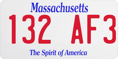 MA license plate 132AF3