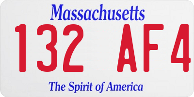 MA license plate 132AF4