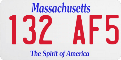 MA license plate 132AF5